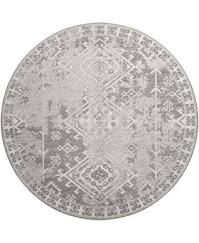 D Style Brisbane Br2 8' X 8' Round Area Rug In Silver-tone