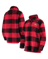 G-iii 4her By Carl Banks Women's  Red, Black Chicago Blackhawks Plaid Sherpa Quarter-zip Jacket In Red