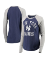 TOUCHÉ WOMEN'S TOUCH NAVY AND GRAY NEW YORK YANKEES WAFFLE RAGLAN LONG SLEEVE T-SHIRT