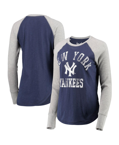 Touché Women's Touch Navy And Gray New York Yankees Waffle Raglan Long Sleeve T-shirt In Navy/gray