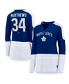 Fanatics Branded Auston Matthews Blue/white Toronto Maple Leafs Power Player Long Sleeve Notch Neck In Blue/white