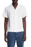 Rag & Bone Avery Knit Short Sleeve Button-up Camp Shirt In White