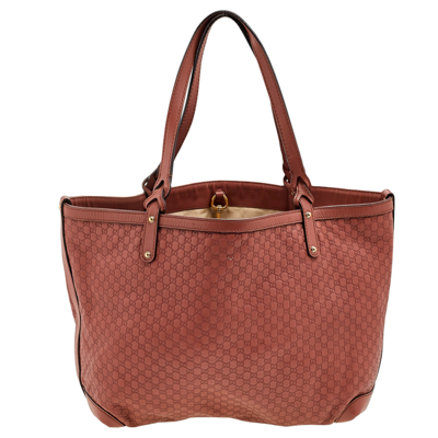 Pre-owned Gucci Rust Microssima Leather Bree Tote In Orange