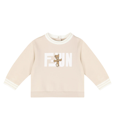 Fendi Baby Printed Jersey Sweatshirt In Beige Baby