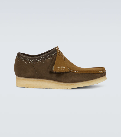 Clarks Originals Wallabee Suede Boots In Green Combi