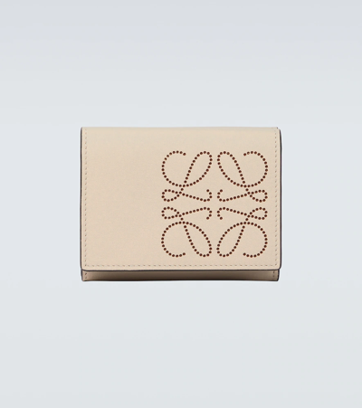Loewe Anagram Leather Wallet In Light Oat/tan