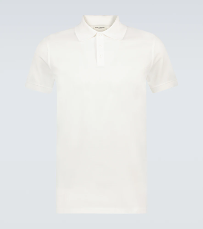 Saint Laurent Cotton Polo Shirt In Blanc