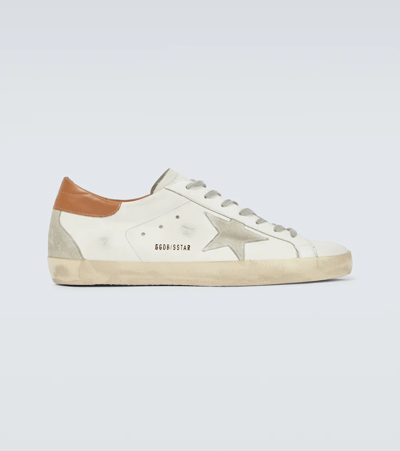 Golden Goose Super-stars Sneakers With Brown Heel Tab In White/ice/light Brown