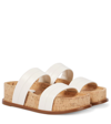 Gabriela Hearst Striker Stitched Leather And Cork Slides In Cream