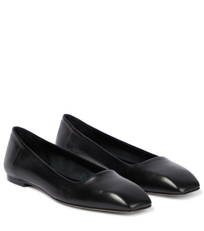 Aeyde Ida Leather Ballet Flats In Black