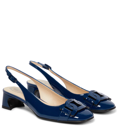 Tod's Patent Leather Slingback Pumps In 0
