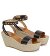 Isabel Marant Messer Leather Wedge Sandal In Black