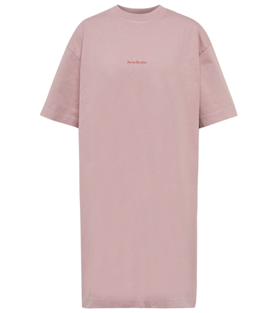 Acne Studios Logo-print Cotton T-shirt Dress In Pink & Purple