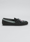 ISABEL MARANT FREEN EMBROIDERED SUEDE MOCCASIN LOAFERS