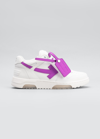 Off-white Out Of Office Arrow Leather Trainer Sneakers In White Fuschia