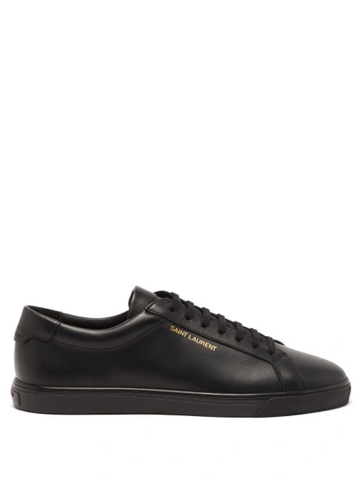 Saint Laurent Andy Moon Logo-print Leather Trainers In Black