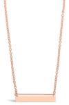 Sterling Forever Mini Bar Pendant Necklace In Rose Gold