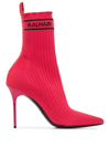Balmain Skye Knitted Ankle Boots In Rot