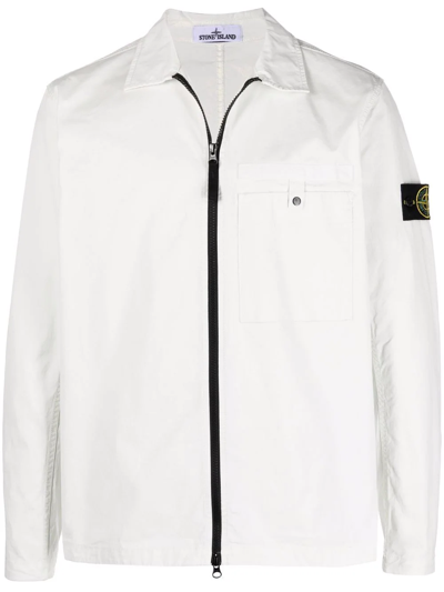 Stone Island Compass Logo-patch Padded Jacket In Weiss