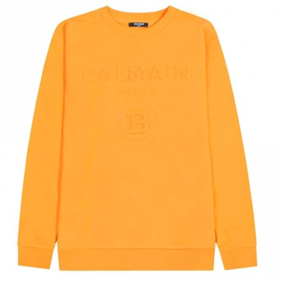 Balmain Kids' Embossed Logo Sweatshirt In Orange
