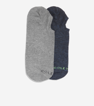 Cole Haan Assorted 2-pack Liner Socks In Blue Rain/ Med. Grey Heather
