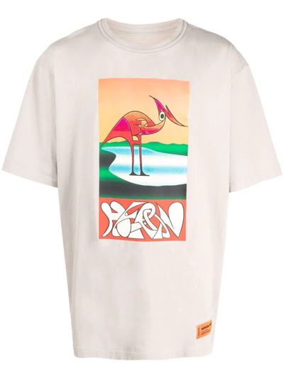 Heron Preston Heron Brand-print Cotton-jersey T-shirt In Powder