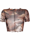 Heron Preston Camo Mesh Cropped Tank Top In Brown