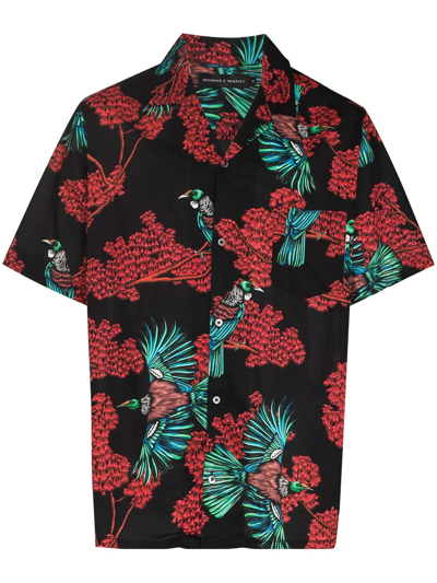 Desmond & Dempsey Tui Short-sleeve 'pajama Shirt In Black