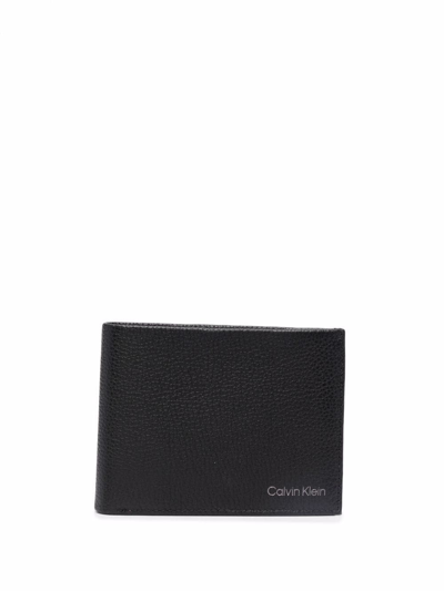 Calvin Klein Textured Bi-fold Wallet In Black