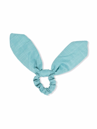 Bonpoint Kids' Checked Bunny-ears Scrunchie In Blue