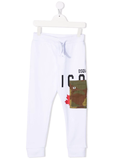 Dsquared2 Teen Camouflage-pocket Track Trousers In White