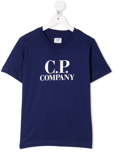 C.p. Company Kids' Logo-print T-shirt In Blue