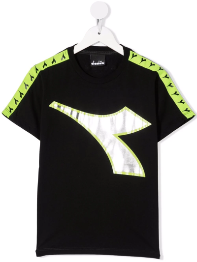 Diadora Junior Teen Logo-print Cotton T-shirt In Black