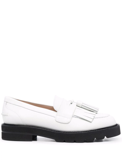 Stuart Weitzman Mila Lift Tassel-embellished Loafers In White