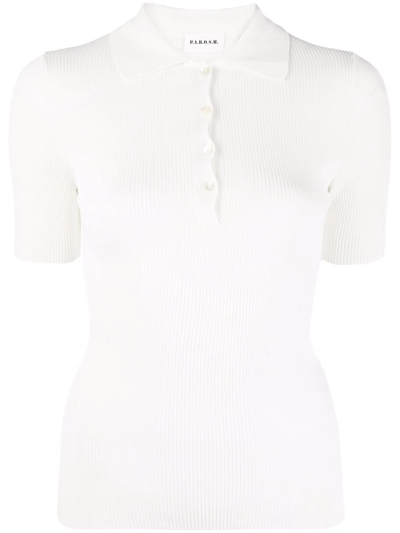 P.a.r.o.s.h Polo-collar Knitted Top In White
