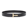Tom Ford T-buckle Pebble-finish Belt In Black