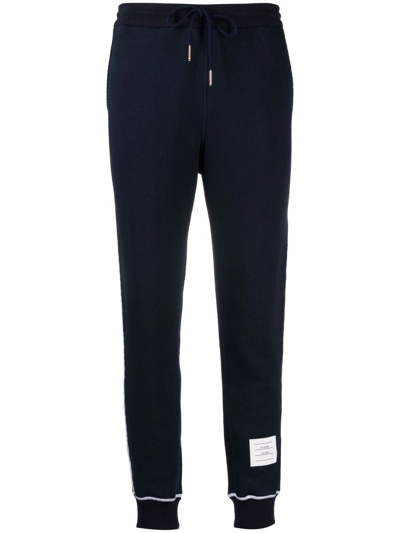 Thom Browne Contrast Stitch Cotton Track Pants In Blue