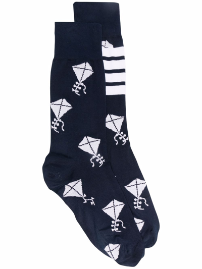 Thom Browne Kite-icon Socks In Blue