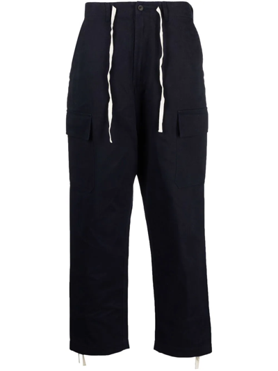 Universal Works Drawstring Straight-leg Trousers In Blue