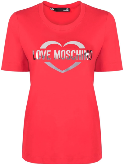 Love Moschino Logo-print Round-neck T-shirt In Red