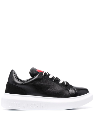 Love Moschino Logo-lettering Lace-up Sneakers In Black