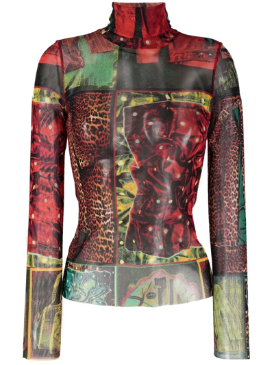 Pre-owned Jean Paul Gaultier 2000s Graphic-print Top In Red
