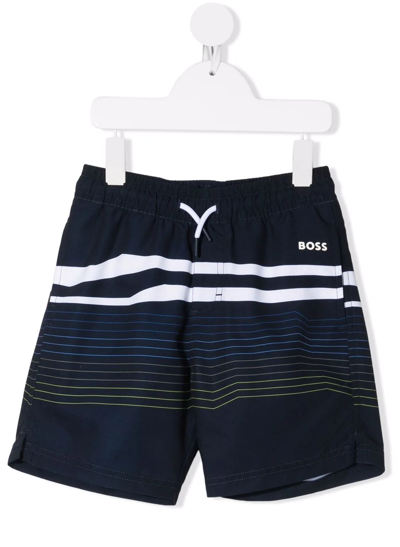 Bosswear Kids' Logo-print Detail Swim Shorts In Blue
