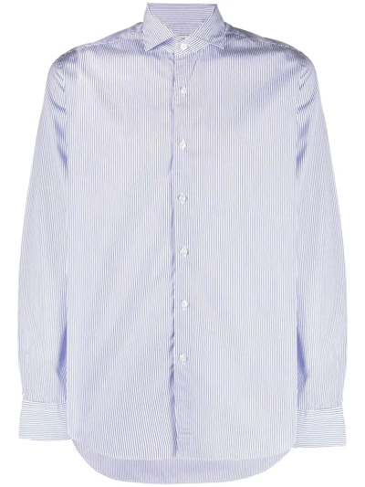 Xacus Striped Button-up Shirt In Blue