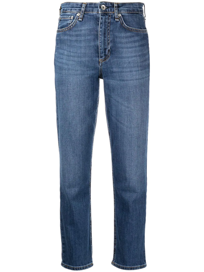 Rag & Bone Womens Brighton S Dre Straight-leg Low-rise Stretch-denim Jeans 27 In Blue