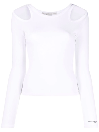 Stella Mccartney Hollowed Out Long-sleeved Blouse In White