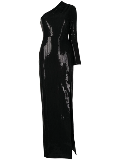 Solace London Monroe One-shoulder Maxi Dress In Black