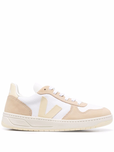 Veja V-10 Panelled Low-top Sneakers In White