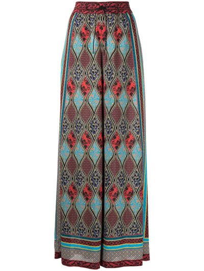 Alice And Olivia Kenley Geometric-print Palazzo Trousers In Multi-colour