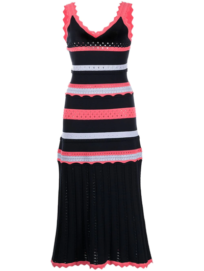 Milly Sleeveless Multicolor Pointelle Dress In Navy